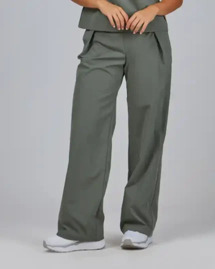 700077 pantalon mujer recto pinzas verde