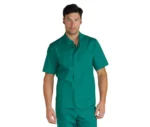 Casaca sanitaria algodón de hombre cuello Mao verde Corfu 055004M